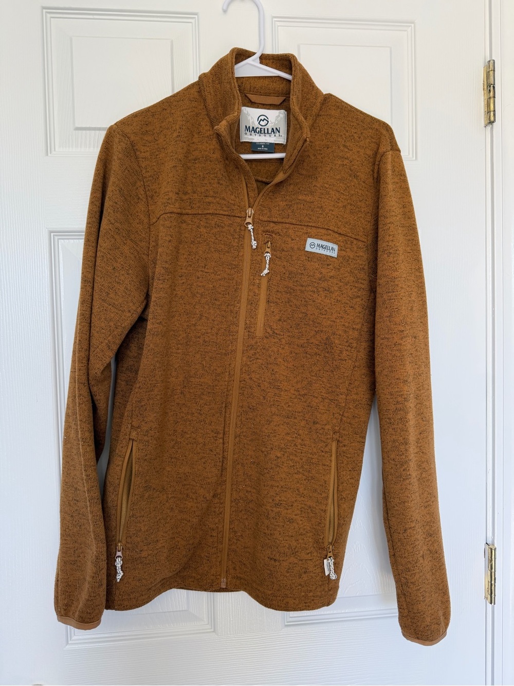 Magellan Outdoors Men's Full Zip Fleece Jacket Size Small Tan Brown Color